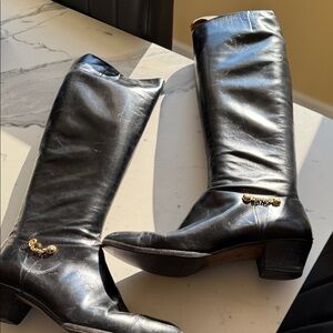Elegant Black Leather Knee-High Boots